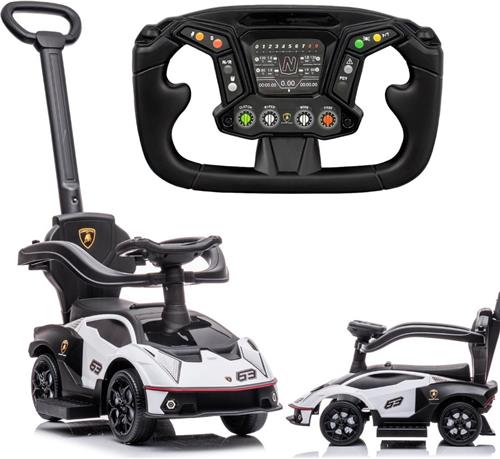 Duwauto voor kinderen, Loopauto vanaf 1 jaar met duwstang, kinderauto Essenza SCV12, Aauto kinderen (Wit)