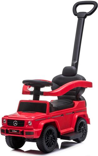 sun baby Duwauto voor kinderen, loopauto Mercedes Benz G met vergunning vanaf 12 maanden met stuur met geluid, kunststof stoel en wielen, duwstang, opbergvak onder stoel, nepreservewiel (Rood)