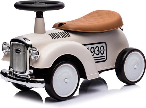 sun baby Loopauto voor kinderen vanaf 1 jaar Retro Classic, kinderauto, loophulp met claxon, pieptoon, opbergvak onder zitting (Ivoor)