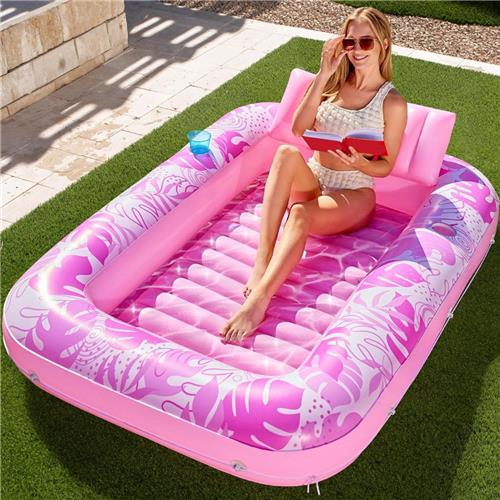 Lexium Tanning bed  Tanning pool  Opblaasbaar luchtbed  Zwembadmatras met rugleuning  Zwembad ligbed volwassenen  Drijvend luchtbed  Pool float  Opblaasbare tanning lounger  Luchtbed met bekerhouder 
