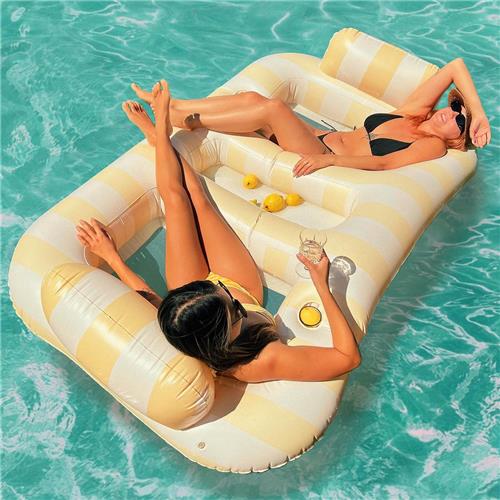 Unyqoos® Ruime Opblaasbare Tanning Bed Waterhangmat voor Twee Personen met Comfortabele Functies