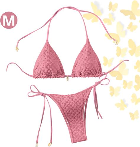 Livano Bikini Dames - Meisjes Bikini - Badpak - Push Up - Vrouwen Badkleding - Zwemmen - Sexy Set - Top & Broekje - Roze - Maat M