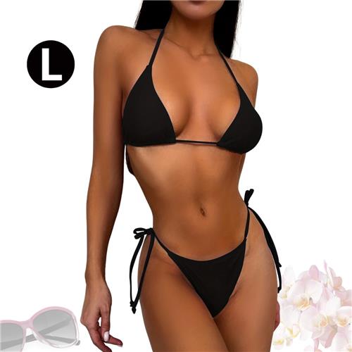 Livano Bikini Dames - Meisjes Bikini - Badpak - Push Up - Vrouwen Badkleding - Zwemmen - Sexy Set - Top & Broekje - Zwart - Maat L