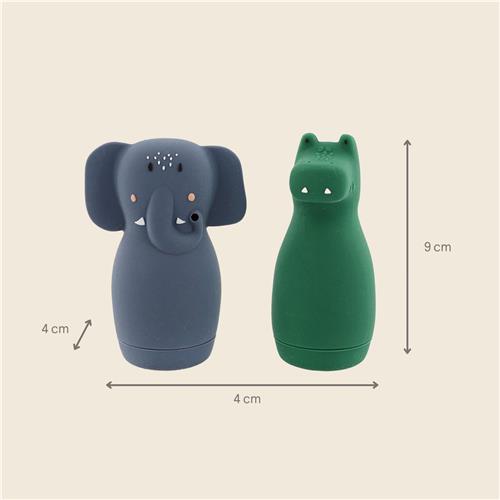 Trixie Knijpspeelgoed voor in bad  Mrs. Elephant & Mr. Crocodile  Siliconen Badspeelgoed  Spuitfiguurtjes  Vanaf 6 Maanden