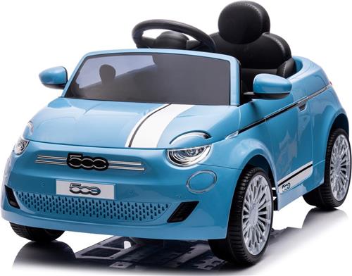 Fiat 500 elektrische kinderauto van 3 jaar, motorvermogen 2x30W, stuur met geluid, veiligheidsgordels (Blauwe)