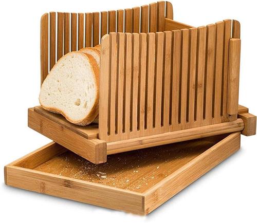 Inovra - Bamboe Hout Opvouwbare Broodsnijmachine met Kruimelvanger - Broodplank voor Zelfgemaakt Brood