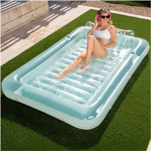 Opblaasbaar Zonnebed Voor Volwassenen - Drijvend Loungebed Voor Zwembad - Luchtmatras Met Rugsteun - Comfortabel En Groot Formaat - 212 X 142 Cm - Groen