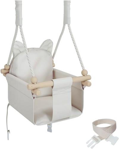Houten Babyschommel Met Veiligheidsgordel - Verstelbaar Tot 260 cm - Indoor & Outdoor - 100% Eco - Made In EU