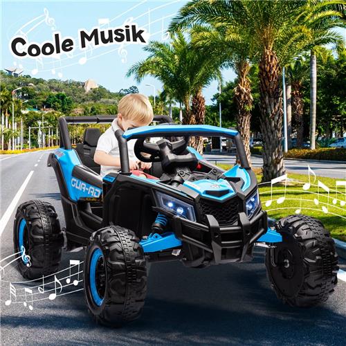 Merax Elektrische Auto voor Kinderen - 12V Terreinwagen met 2 Motoren - Elektrisch Speelgoedvoertuig met Bluetooth en Afstandsbediening - Blauw met Zwart