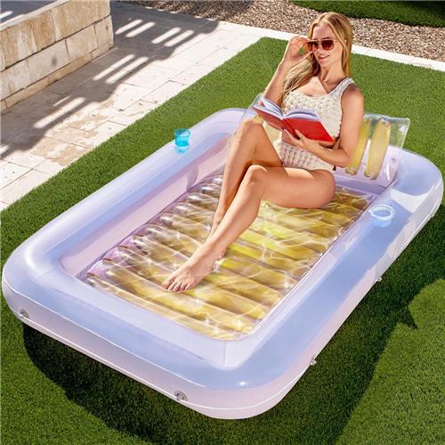 Lexium Tanning bed  Tanning pool  Opblaasbaar luchtbed  Zwembadmatras met rugleuning  Zwembad ligbed volwassenen  Drijvend luchtbed  Pool float  Opblaasbare tanning lounger  Luchtbed met bekerhouder 