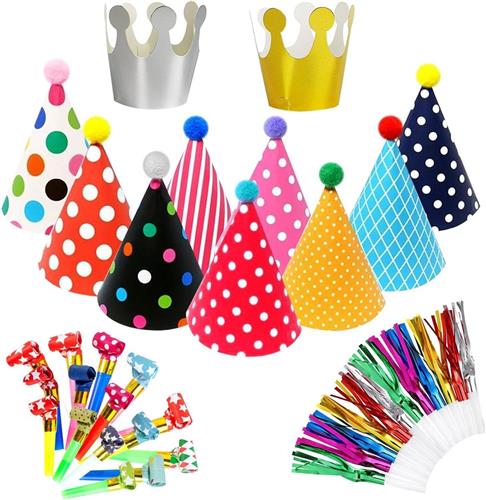 Inovra Plus - Feesthoeden set van 45 stuks inclusief Pom Poms en Tassels voor Kinderen - Verjaardagsfeest Decoratie