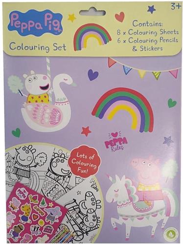 Peppa Pig - Kleurset - Inclusief 6 Potloden En Stickers - 3+ Jaar