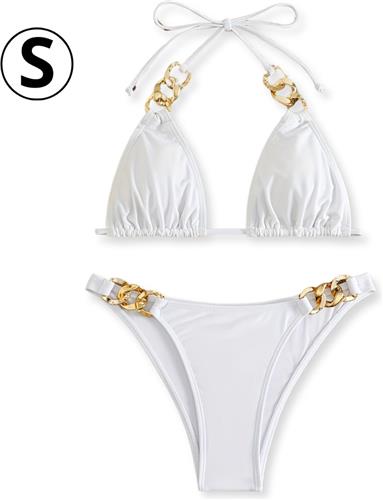 Nivard Bikini Dames - Meisjes Bikini - Badpak - Push Up - Vrouwen Badkleding - Zwemmen - Sexy Set - Top & Broekje - Wit - Maat S