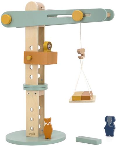 Trixie Houten Speelgoed - Hijskraan - Speelgoedauto - Kraan met accessoires - Vanaf 3 jaar - Voor Jongens en Meisjes - FSC