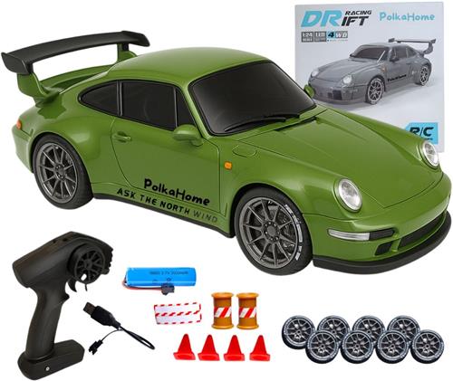 PolkaHome Zeer snelle RC auto drift - RC drift car - RC car - RC auto drift speelgoed - Drift auto afstandsbestuurbaar 20km/uur 1:24 Afstandsbediening Driftauto, 2.4Ghz 4WD Afstandsbediening Auto, bestuurbare auto, Speelgoed voor jongens en meisjes