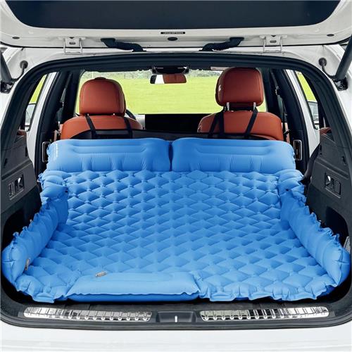 Goodivery ® - Luchtbed - Opblaasbare automatras met voetpomp - Luchtbed voor SUV MPV - 183 x 131 x 7 cm - Blauw