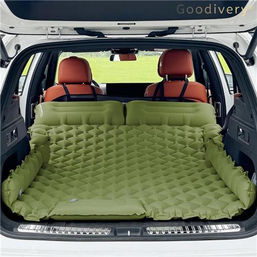 Goodivery ® - Luchtbed - Opblaasbare automatras met voetpomp - Luchtbed voor SUV MPV - 183 x 131 x 7 cm - Groen