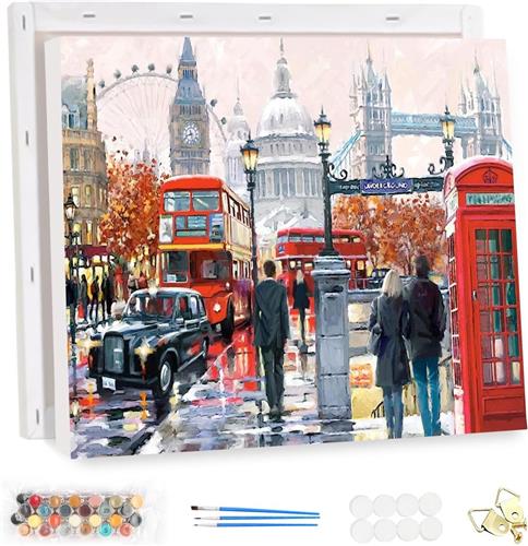 JGS ® Creatieve DIY Schilderkunst Set voor Volwassenen met Lijst - Universiteit Londen Thema, 40 x 30 cm