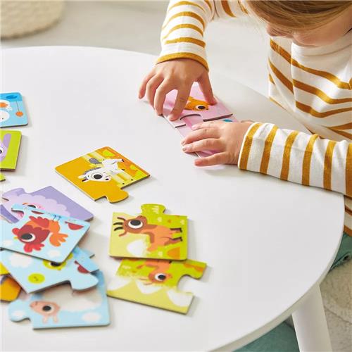 Janod Puzzelspel - Ouders En Babydieren - Associatiespel Voor Kinderen, Met Als Thema Boerderijdieren En Hun Jongen - Set Van 12 Educatieve Puzzels - Ideaal Voor Het Ontwikkelen Van De Fijne Motoriek En Concentratie - Geschikt Vanaf 2 Jaar