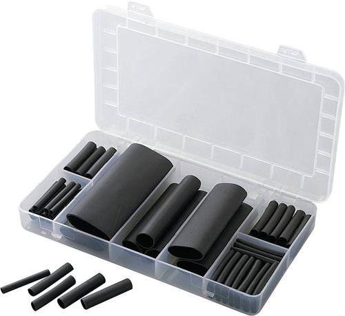 TRU COMPONENTS 1566305 Krimpkous assortiment Zwart Krimpverhouding:3:1 52 onderdelen
