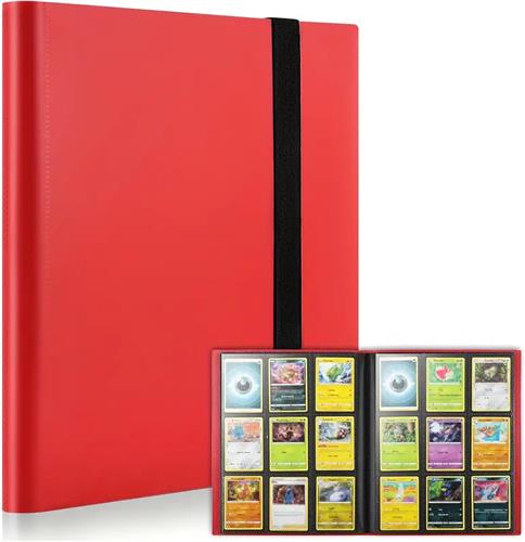 Map Pokémon Kaarten - Verzamelmap - Ruimte voor 360 Kaarten - Rood - 30.5 x 25 cm - Met Elastieken Band - Pokemonkaartenmap