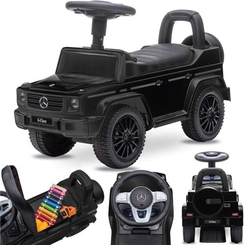 Mercedes G Klasse Kindervoertuig, loopauto met Claxon, ride on, babyauto, loopstoeltje met claxon en motorgeluiden, max 25 kg (Zwart)