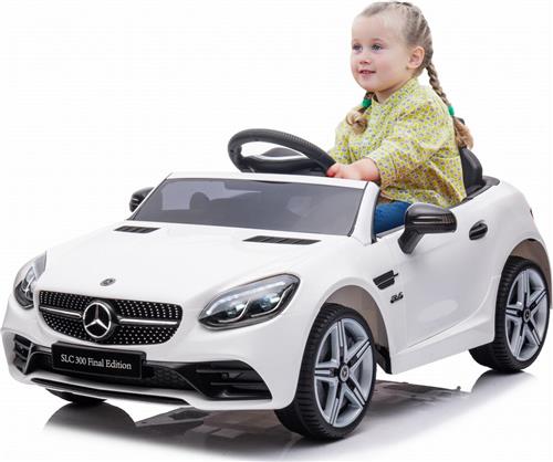 Mercedes elektrische kinderauto van 3 jaar, motorvermogen 2x30W, stuur met geluid, veiligheidsgordels (Wit)