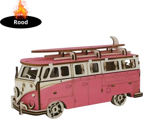 Bovista Bouwpakket Hout - Kinderen - Volwassenen - Bouwpakketten Volwassenen - Boot - Houten Puzzel - 3D - Camper - Rood