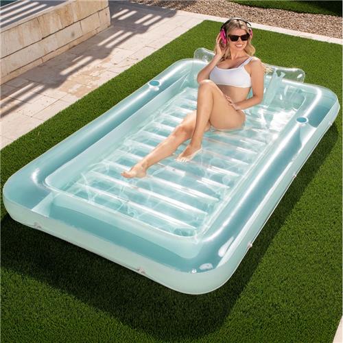 Lexium Tanning bed  Tanning pool  Opblaasbaar luchtbed  Zwembadmatras met rugleuning  Zwembad ligbed volwassenen  Drijvend luchtbed  Pool float  Opblaasbare tanning lounger  Luchtbed met bekerhouder 