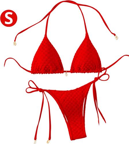 Nivard Bikini Dames - Meisjes Bikini - Badpak - Push Up - Vrouwen Badkleding - Zwemmen - Sexy Set - Top & Broekje - Rood - Maat S
