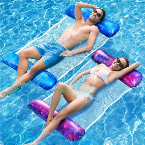 Unyqoos® Luxe 4-in-1 Opblaasbare Waterhangmat Tanning Bed met XL Luchtmatras voor Zomerplezier