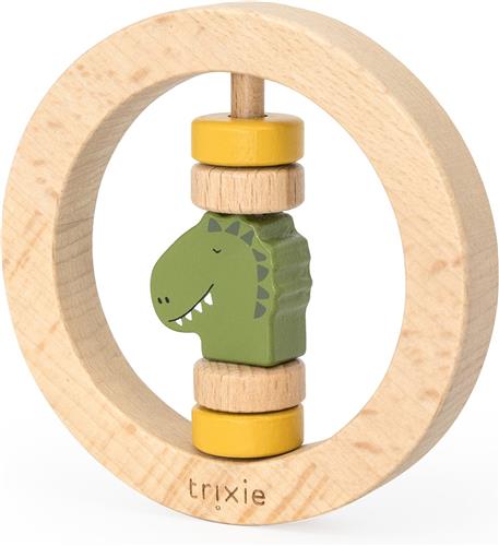Trixie Houten Ronde Rammelaar - Mr. Dino - Eerste speelgoed baby - Kraamcadeau - Voor Jongens & Meisjes