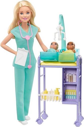 Babydokter Speelset met Blonde Pop 2 Babypoppen Onderzoekstafel en Accessoires - Stethoscoop, Klembord en Mobiele, Voor Kinderen vanaf 3 Jaar - GKH23