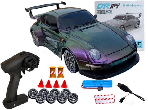 PolkaHome® Zeer snelle RC auto drift - RC drift car - RC car - RC auto drift speelgoed - Drift auto afstandsbestuurbaar 20km/uur 1:24 Afstandsbediening Driftauto, 2.4Ghz 4WD Afstandsbediening Auto, bestuurbare auto, Speelgoed voor jongens en meisjes