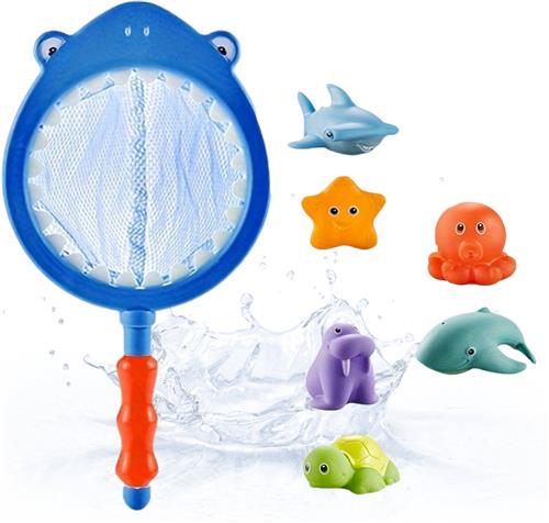 Livano Visnet Met 6 Dieren - Zomerspeelgoed - Waterspeelgoed - Strandspeelgoed - Zwembad - Zwemmen - Zomer - Speelgoed - Blauw