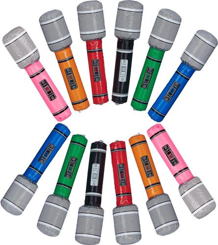 relaxdays 24 x opblaasbare microfoon - micro kinderverjaardagen - microphone opblaasbaar