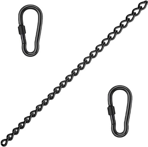 Verlengketting voor Hangstoel  Roestvrij Stalen Ketting met Twee Karabijnhaken  Zwart  Geschikt voor Hangstoelen