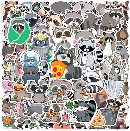 Inovra - Set van 100 kleine wasbeer stickers - schattige cartoon dier stickers voor kinderen - waterdichte graffiti stickers voor notitieboeken, en meer