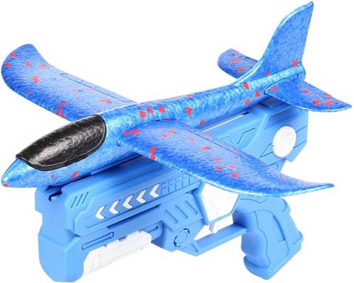Livano Zweefvliegtuig - Foam - Werpvliegtuig - Speelgoed - Schuim Vliegtuig - Buitenspeelgoed - Jongens - Meisjes - Met Werper - Straaljager - Blauw