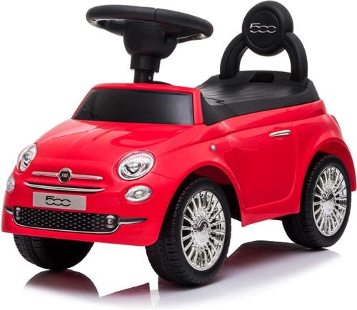 Fiat 500 Kindervoertuig vanaf de leeftijd van 12 maanden, loopauto, ride on, babyauto, loopstoeltje met claxon en motorgeluiden (Rood)