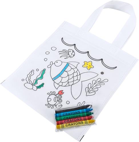 Kleurboekje met Potloden en Tas met Visprint (95098)