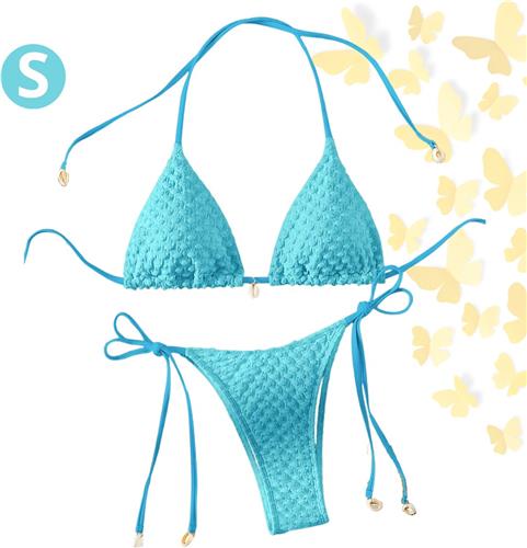 Livano Bikini Dames - Meisjes Bikini - Badpak - Push Up - Vrouwen Badkleding - Zwemmen - Sexy Set - Top & Broekje - Blauw - Maat S