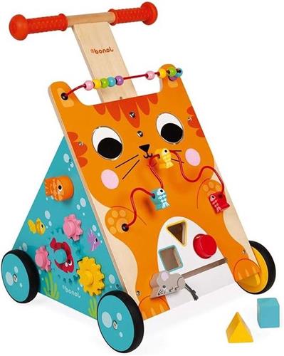 Activity Baby Walker Cat - Push Along Toy with Brake - Height Adjustable - First Steps Learning to Walk - 12 Months Old J08005