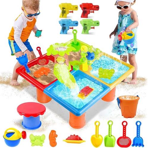 Zandwaterspeeltafel voor kinderen - 4-in-1 strandspeeltafel met zandspeelgoed en watertafel watertafel
