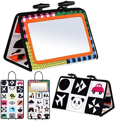 Selbro ® Opvouwbare Baby Speelspiegel met Hoog Contrast Patronen - Veilig en Zacht Tummy Time Speelgoed voor Pasgeborenen