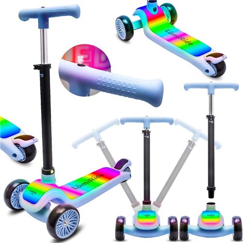 LUMI RIDE Kinderstep 3 wielen, Scooter voor kinderen driewieler, Blauw, Balance LED, Inklapbaar, Verstelbaar Stuur, Voetrem, Antislip Dek, Afneembaar Stuur
