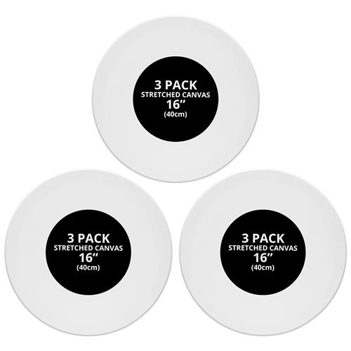 JGS ® Hoogwaardige Set van 3 Ronde Canvasdoeken van 40 cm voor Diverse Verftechnieken