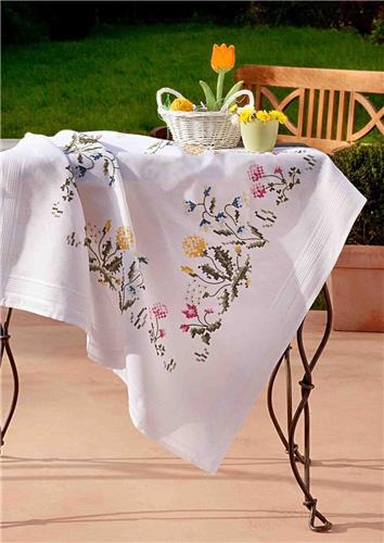 Ibenzoa® Borduurpakket Compleet Set Met Bloemenmotief Tafelkleed Voor Handwerk Enthousiastelingen