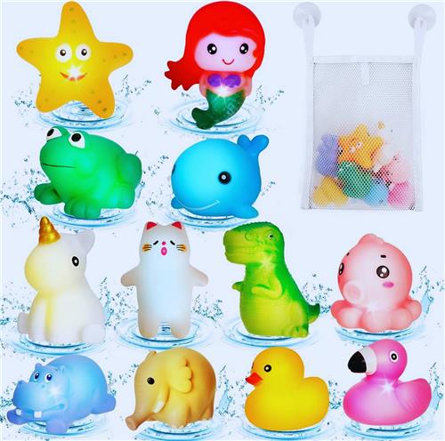 12 Stuks LED Badspeelgoed Voor Baby's  Lichtgevend Sensorisch Waterspeelgoed Voor Badkuip - Perfect Cadeau Voor Jongens En Meisjes