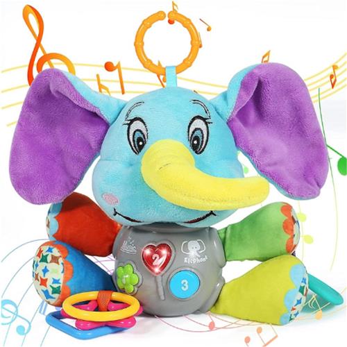 Baby Speelgoed 0-12 Maanden - Lichtgevende Pluche Olifant Met Muziek - Multifunctioneel Knuffelspeelgoed Voor Autostoel, Wieg & Kinderwagen - Baby Cadeau